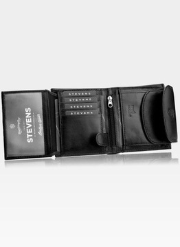 Женский кожаный кошелек STEVENS RFID Черный маленький Q1