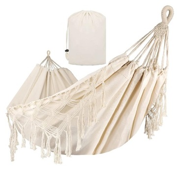HAMAK OGRODOWY BOHO 2 OSOBOWY DUŻY Turystyczny DWUOSOBOWY XXL 270x150
