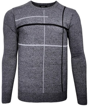 Sweter męski we wzory grafitowy O166 r. XL/XXL