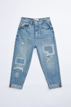 ZARA SPODNIE JEANSOWE LUŹNE Z NASZYWKAMI 0840314