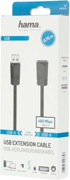 УДЛИНИТЕЛЬ USB 2.0 A/A M/F длиной 0,75 м. ХАМА