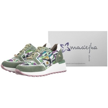 Buty Sneakersy Damskie Maciejka Seledynowe 06390-09/00-7 Zielone