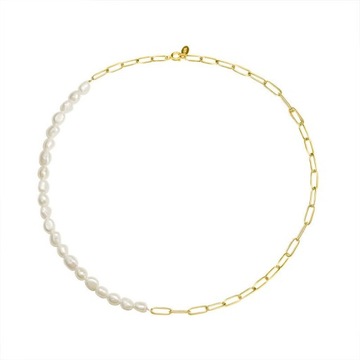 Naszyjnik łańcuszek białe kamienie choker