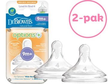 Dr Browns SMOCZKI DO BUTELKI 9m+ Poziom 4 Smoczek SZEROKA SZYJKA 2pak