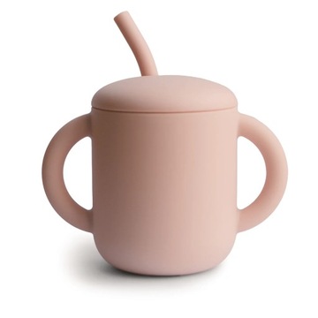 KUBEK SILIKONOWY ZE SŁOMKĄ BLUSH RÓŻOWY MUSHIE