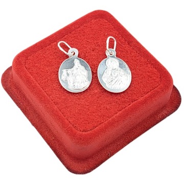 SZKAPLERZ SREBRNY MEDALIK Z MATKĄ BOSKĄ I JEZUSEM