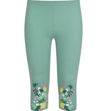 Legginsy dziewczęce leginsy 3/4 dziecięce bawełniane 128 z kwiatami Endo