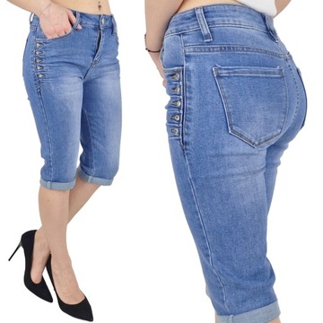 DAMSKIE SPODNIE JEANSOWE - RYBACZKI 3/4 Push- Up