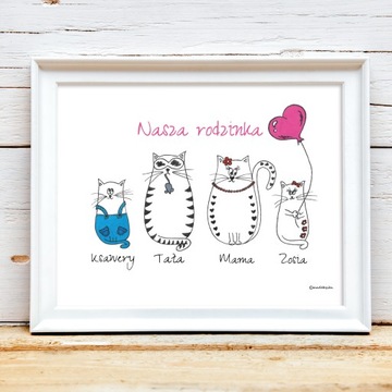 GRAFIKA plakat NASZA RODZINKA A4 personalizowany