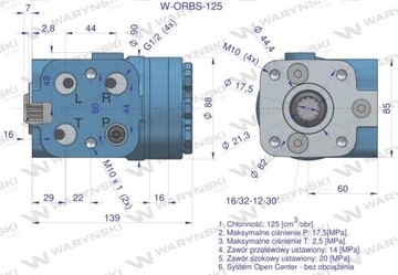 Orbitrol hydrauliczny W-ORBS 125 cm3/obr z zaworam