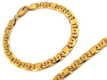 Złota bransoletka 585 męska łańcuszkowa 7mm idealna na prezent modna 14K