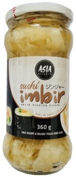 Imbir Marynowany Biały Do Sushi Naturalny Bez Barwników 360g ASIA KITCHEN