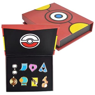 ODZNAKI LIGI POKEMON PRZYPINKI ASH PIKACHU BOX