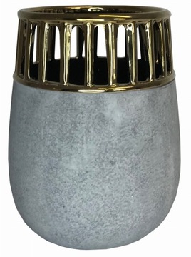 OSŁONKA CERAMICZNA SZARY ZŁOTY 16.5X11CM