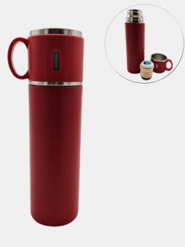 Termos Turystyczny z Kubkiem 600ml czerwony