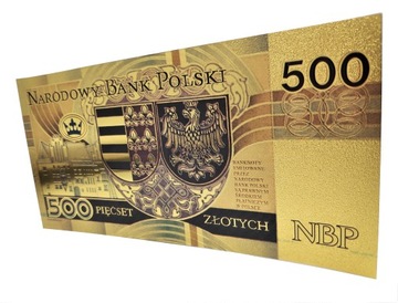 Позолоченная банкнота номиналом 500 злотых Королева ЯДВИГА Жемчужина для коллекционера