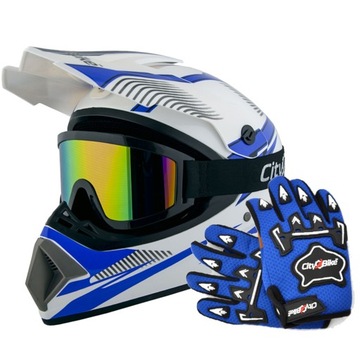 Kask Crossowy Gogle Rękawice na Cross Enduro Quad ATV Rower BMX Hulajnoga L
