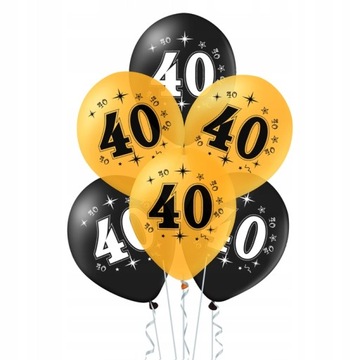 Balony na 40 urodziny ZŁOTE CZARNE czterdziestka