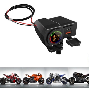 ЗАРЯДНОЕ УСТРОЙСТВО ДЛЯ МОТОЦИКЛА USB+TYPE-C 12V ТЕМПЕРАТУРА