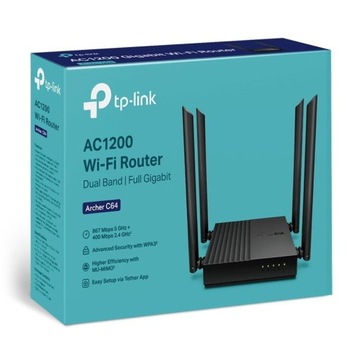 Маршрутизатор TP-Link Archer C64 Wi-Fi AC1200 MU-MIMO 4xLAN 1xWAN