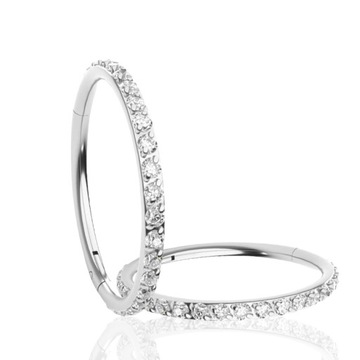 Kolczyk Tytanowy Clicker Kółko CYRKONIE 1,2/8