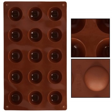 СИЛИКОНОВАЯ ФОРМА ДЛЯ ВЫПЕЧКИ МОНОПОРЦИИ ШОКОЛАДНЫХ МАББЛОВ, ПОЛУСФЕРА