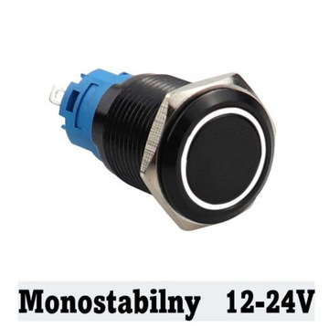 Przycisk wciskany przełącznik 16mm stalowy dioda LED 12V mo