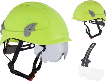 Hełm roboczy WENTYLOWANY kask BUDOWLANY OKULARY 4-punktowy WYSOKOŚCIOWY HV