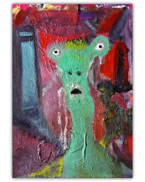 KOVALEWSKI OBRAZ UFO KOSMITA SURREALIZM 35X25