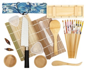 ДЕРЕВЯННЫЙ ПРЕСС ДЛЯ ПРИГОТОВЛЕНИЯ СУШИ С НАБОРОМ РОЛИКОВ