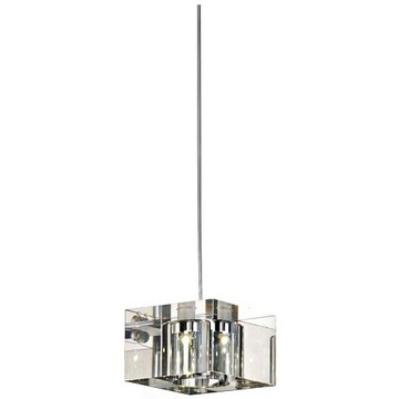 Szklana lampa wisząca Box kwadratowa nad stół chrom crystal