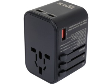 АДАПТЕР ПИТАНИЯ ДЛЯ ПУТЕШЕСТВИЙ YATO ДЛЯ БОЛЕЕ ЧЕМ 150 СТРАН USB-C PD 65W Q.C. 3.0