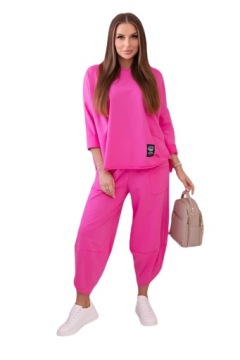 Komplet bawełniany bluza plus spodnie oversize Moda Włoska