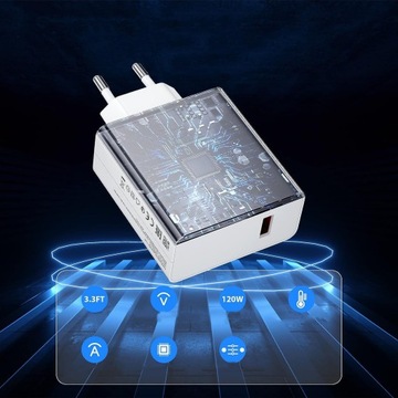 БЫСТРОЕ ЗАРЯДНОЕ УСТРОЙСТВО 120 Вт ДЛЯ XIAOMI HONGMI USB TYPE-C + КАБЕЛЬ