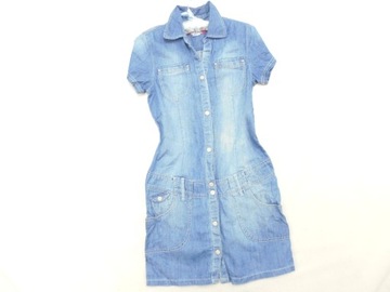 34 H&M ROZPINANA SUKIENKA JEANSOWA BLUE K2343