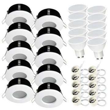 10 x Oprawa wpuszczana halogen IP44 + LED GU10 7W