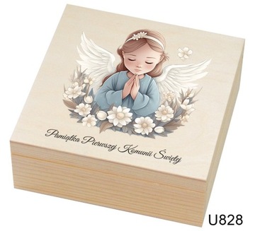 Сувенирная коробочка для причастия, экошкатулка с девочкой + бесплатный ангелочек