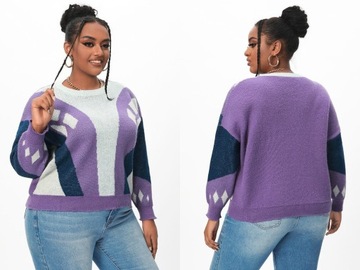 Shein Curve fioletowy dzianinowy sweter XL