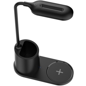 Lampa biurkowa LED 3W piórnik ładowarka QI 5W 1A