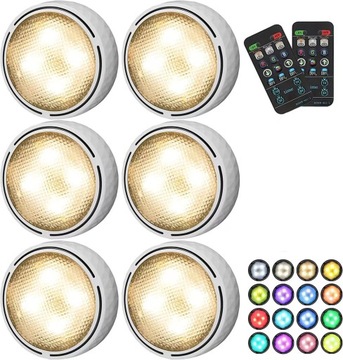 6x LAMPKA BEZPRZEWODOWA LAMPA LED NA BATERIE PILOT