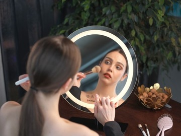 Duże lustro do makijażu LED Humanas HS-HM Scarlet PREMIUM 3 barwy 40x40cm