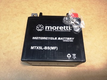 Гелевой аккумулятор для мотоцикла MORETTI MTX5L-BS 5 Ач YTX5L-BS