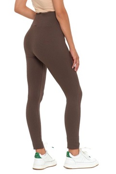 Legginsy Prążkowane Damskie z Wysokim Stanem Modne Fit Getry MORAJ S/M