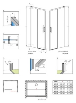 Встраиваемые душевые двери 160 P Idea DWJ UltraClea