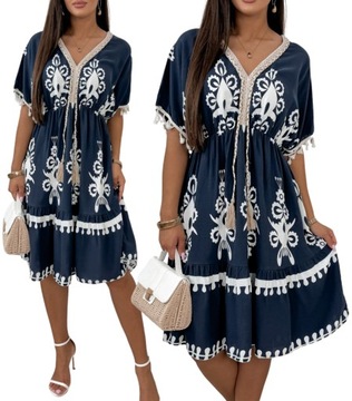 SUKIENKA DAMSKA LETNIA MIDI STYLOWA BOHO FALBANA LATO KOLORY