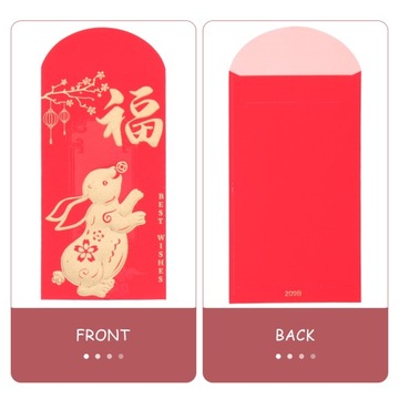 24 шт., красные конверты с мультяшным кроликом, красные пакеты