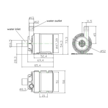 DC 12V 24V бесщеточный погружной водяной насос 900L/H 7M для бассейна фонтана