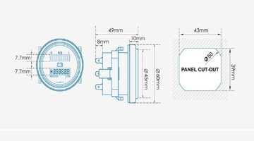 Индикатор заряда аккумулятора, счетчик мото 12-72В