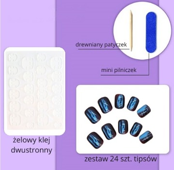 PAZNOKCIE SZTUCZNE TIPSY SHORT SQUARE BLUE SKY SAMOPRZYLEPNE 24SZT