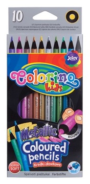 COLORINO Kredki ołówkowe okrągłe 10 kolorów metalic
